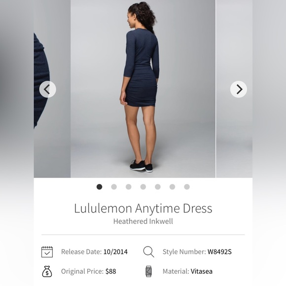 Lululemon Anytime Dress Heathered Inkwell 3/4 sleeves Size 2? - Picture 7 of 11